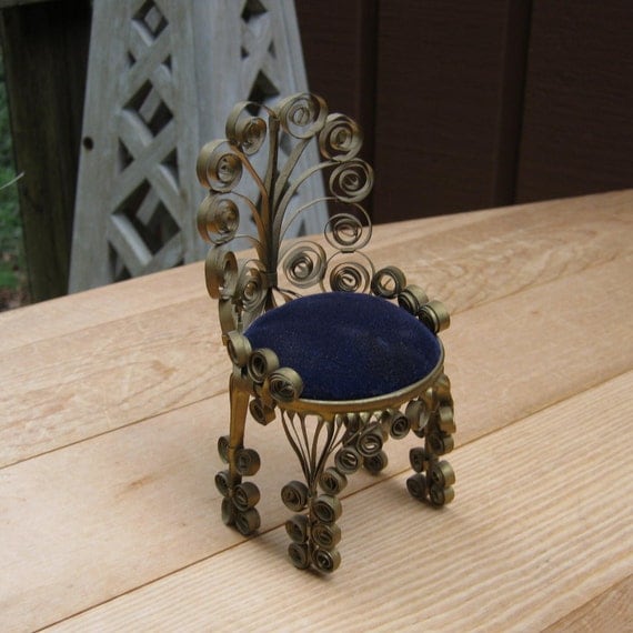 Tramp Art Tin Can Chair Pin Cushion