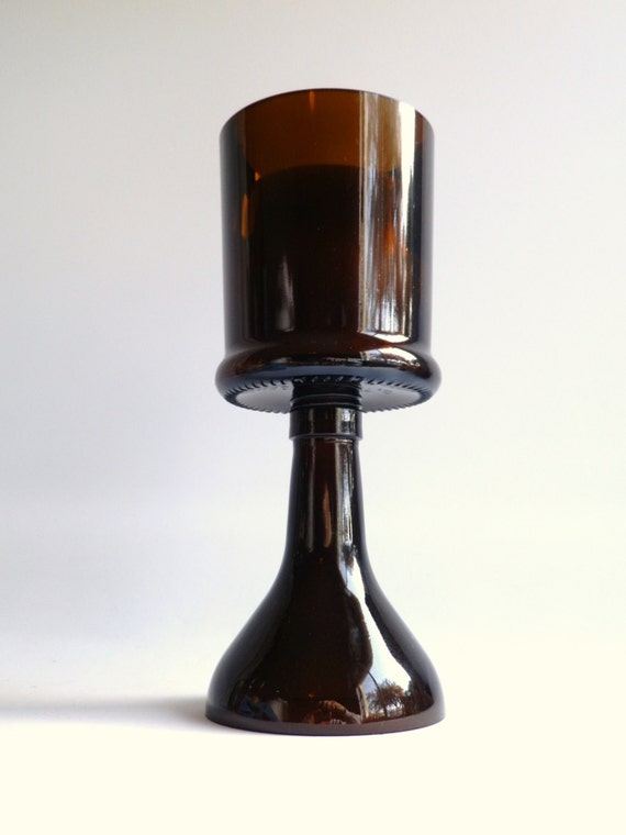 Brown Glass Bottle Candle Holder Chalice Centerpiece ON SALE