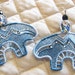 Denim Lace Bear Earrings - Animal Earrings - Lace Earrings