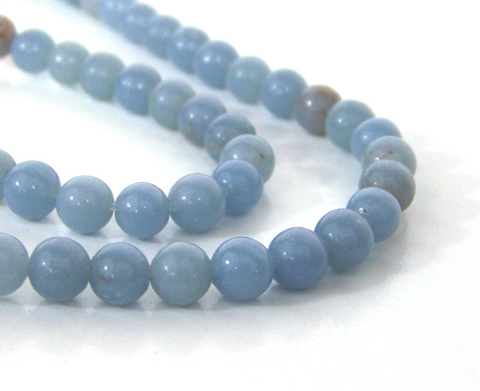 Angelite beads natural light blue gemstone 6mm by RiverSongBeads