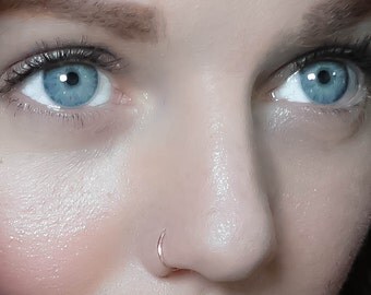 14k pure YELLOW gold nose ring - hoop - slim fit - can be used as fake or faux - tragus piercing - BEST SELLER - recycled gold