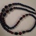 Vintage "1928" Navy Blue & Red Marbled Lucite Reproduction Gold Flapper Necklace