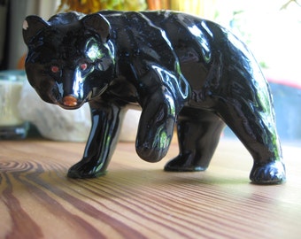 ceramic black bear figurine