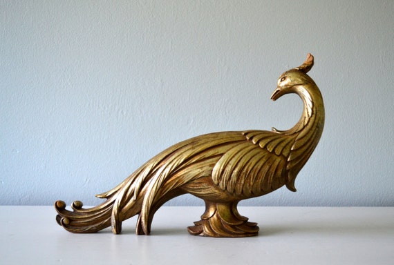 Vintage Gold Bird Statue Syroco Pheasant By Saltandginger On Etsy 0472