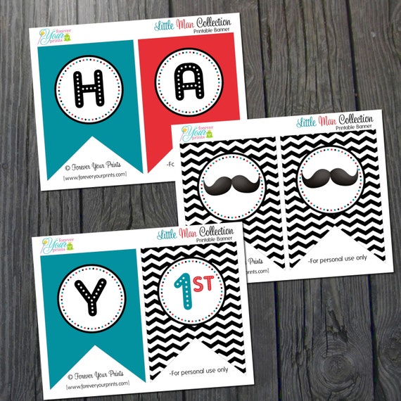 Printable Little Man Birthday Banner - INSTANT DOWNLOAD - 1st Birthday Il_570xn