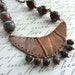 RESERVED Statement Necklace Copper Green Bold Rustic Hammered Fold Formed Metalsmith African Jade Green Bronze Beads Chain Dangle
