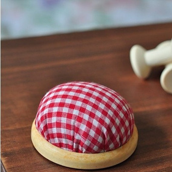 Pincushion DIY Cloth Art Wood Base Pincushion Needle Etsy