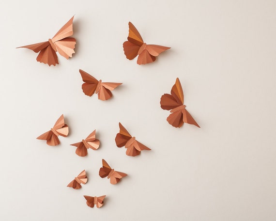 Copper Wall Art 3d butterfly wall art: copper metallic silhouettes for girls Copper Wall Art 3d butterfly wall art: copper metallic silhouettes for girls