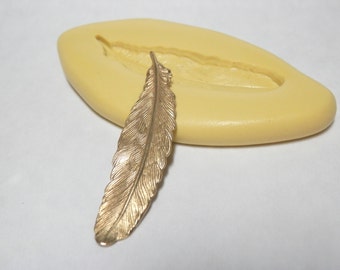 FEATHER (medium) - Flexible Silicone Mold - Push Mold, Jewelry Mold, Polymer Clay Mold, Resin Mold, Craft Mold, Food Mold, PMC Mold
