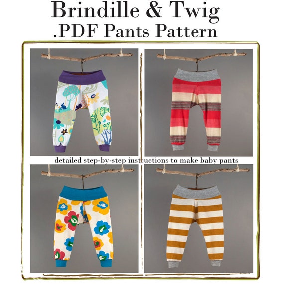 Baby sewing pattern for pants .pdf file seven sizes... 0-3M to 2-3T ...
