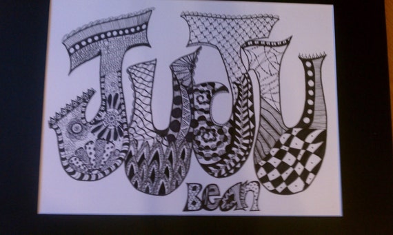 Items similar to Custom designed Zentangle inspired name art on Etsy