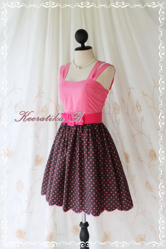 Jazzie III Gorgeous Rockabilly Dress Pink/Brown Color Pink