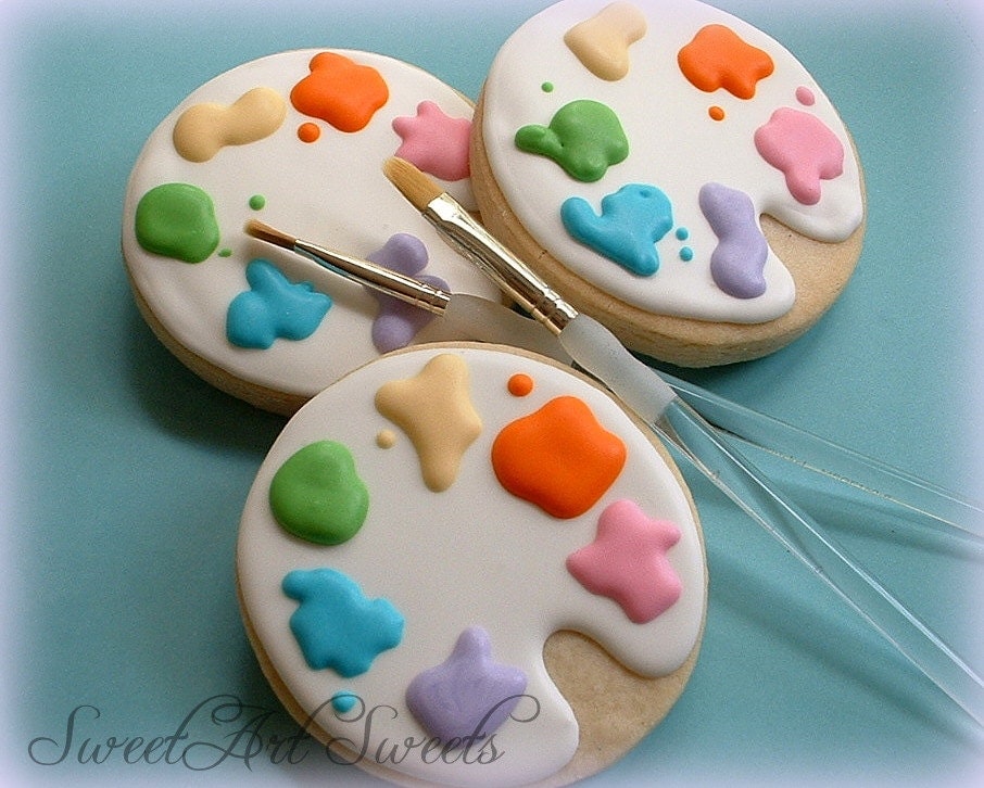 Art cookies Paint palette cookies 1 dozen decorated cookie