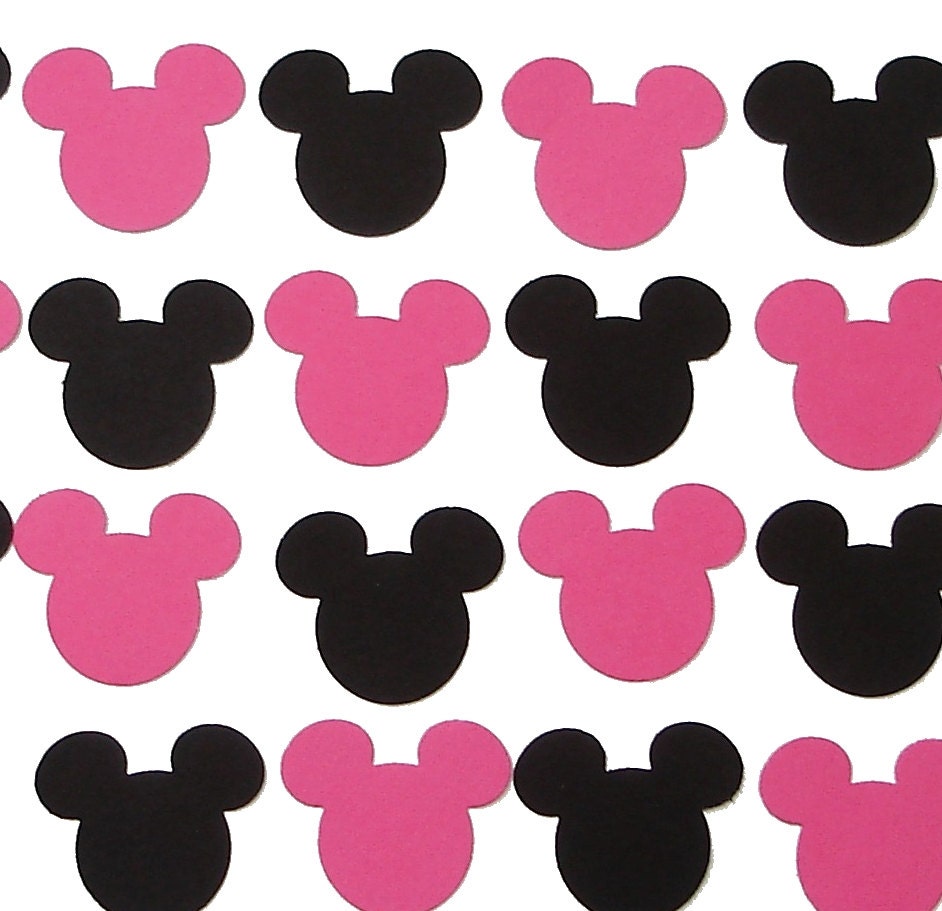 100 Black Pink Minnie Mickey Mouse punch die cut cutout