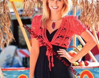 Woman Crochet Bolero Pattern only with written instruction and diagram's Very easy to follow in PDF FILES