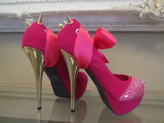 High Heel Platform Spiked Women Shoes Hot Pink size 8 1/2...