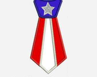 Flag Tie...Embroidery Applique Design...Three sizes for multiple hoops...Item1445...INSTANT DOWNLOAD