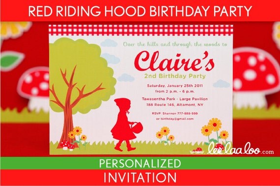 Red Riding Hood Birthday Party Invitation Personalized Printable // Red Riding Hood - B37Pa2 Il_570xn