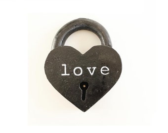 Black Heart Lock personalized 6th anniversary gifts for him iron anniversary gifts