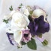 Silk flower bridal bouquet white calla lily shades of purple anemone bouquets and boutonnieres package