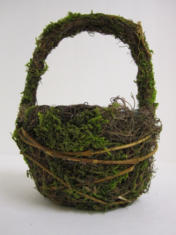 Moss and Twig Flower Girl Basket or planter