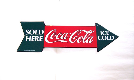 Vintage Coca-Cola Arrow Sign 1990 Reproduction by umeone on Etsy