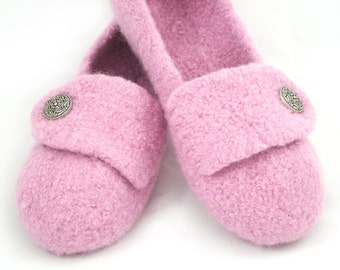 Blossom Pink Womens Felted Wool Slippers