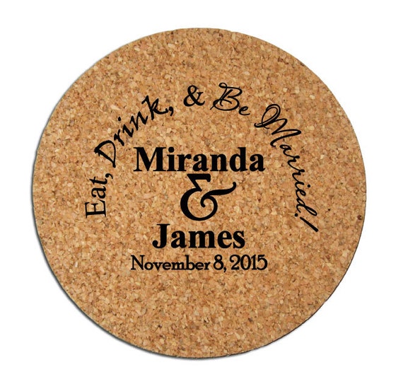 250 Cork Drink Coasters Custom Personalized Wedding Favors