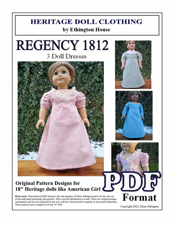 cutting pattern dress pdf 3 Doll for fit Regency Patterns American 1812 Dresses to Dress Period