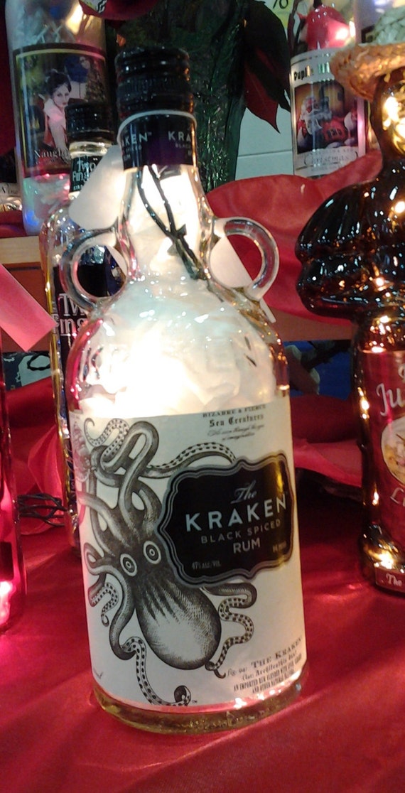 The Kraken Black Spiced Rum Octopus Bottle Bar/Table Lamp