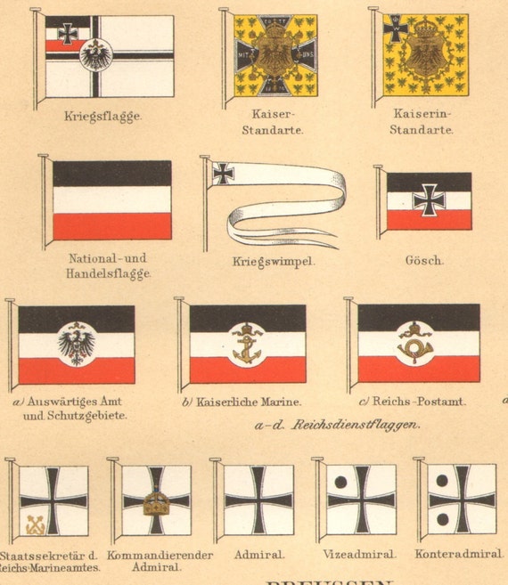 1894 Flags of the German Empire National by CabinetOfTreasures