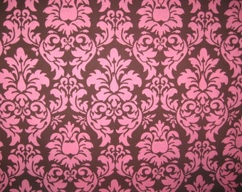 Michael Miller Dandy Damask brown pink 1 yard new