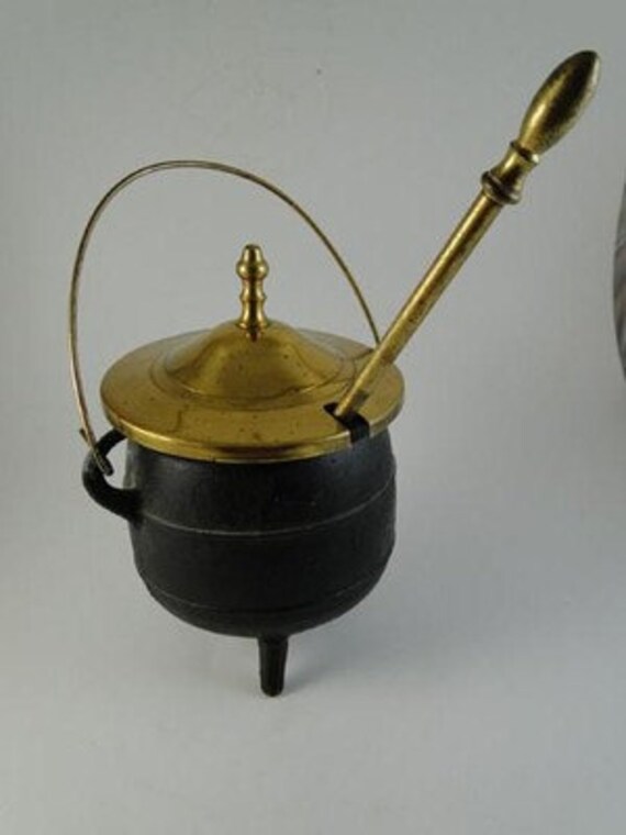 Antique Cast Iron Fireplace Starter Pot w/ Pumice