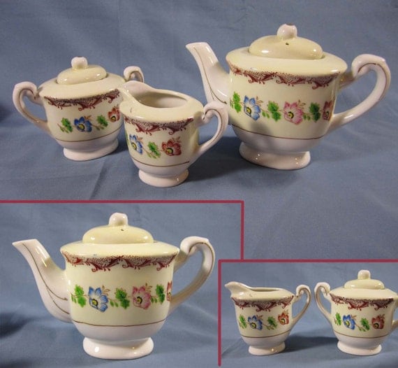 Vintage Childrens Tea Set 50s-60s Japan Handpainted