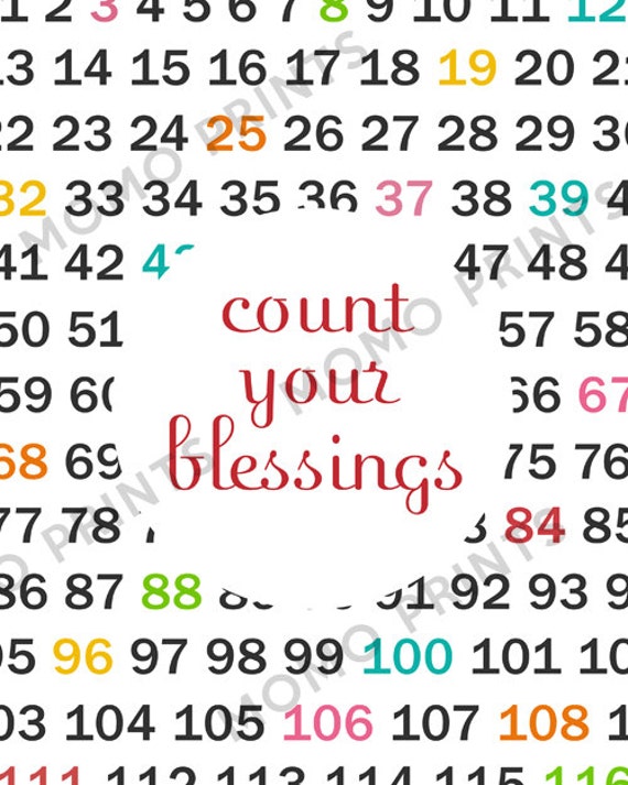 Items similar to Count Your Blessings - Numbers Print on Etsy