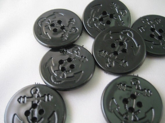 Anchor Button Peacoat button Black 1 1/16 28mm by ButtonsNDesigns