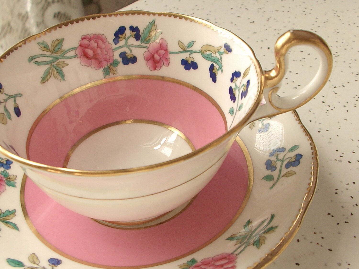 antique pink tea cup set Aynsley English tea set by ShoponSherman