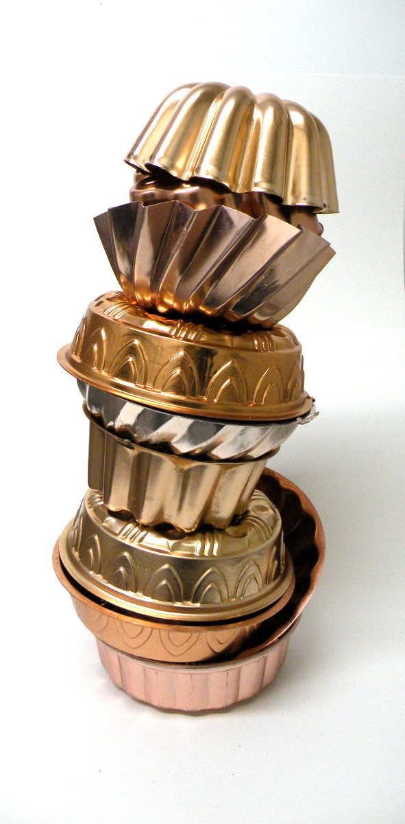 10 Copper Jello Molds Wall Decor Cafe 10 Piece Instant