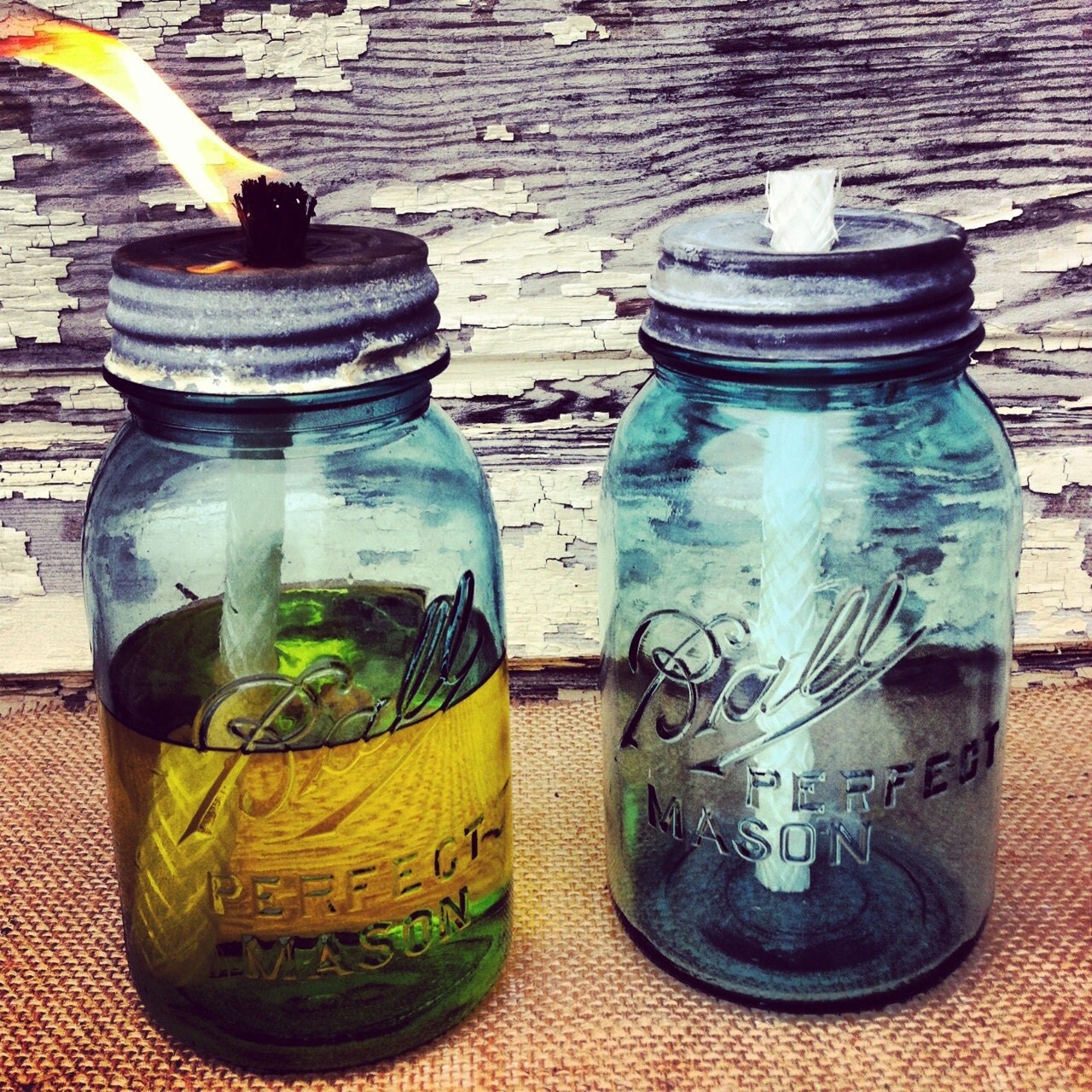 Mason Jar Citronella Candle Antique Blue Mason Jar Patio