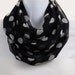 Sheer Infinity Scarf - White Polka Dots on Jet Black