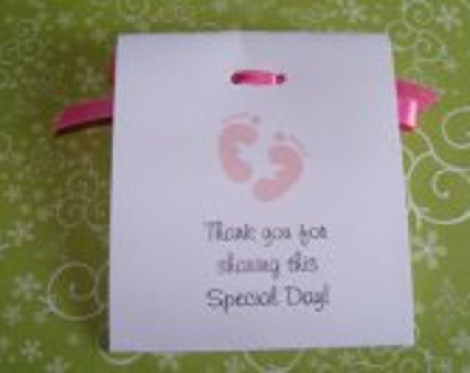 Personalized Pink Baby Buggy Tea Bag Party Favors for a Baby Shower or Sprinkle Boy or Girl