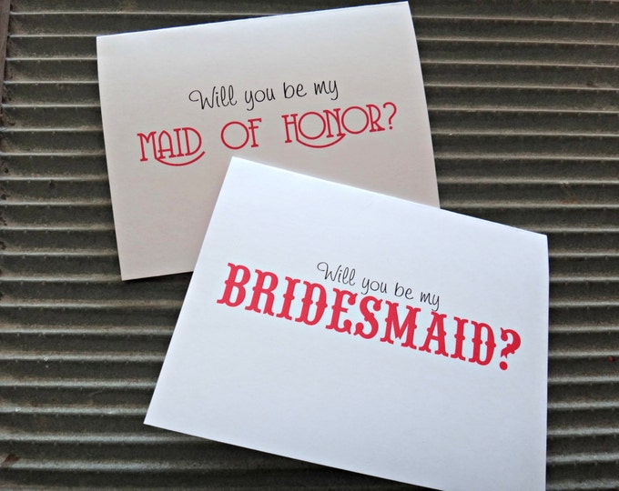 SALE Will You Be My Bridesmaid ~ Maid of Honor ~ Flower Girl ~ Matron of Honor Bridal Party Cards