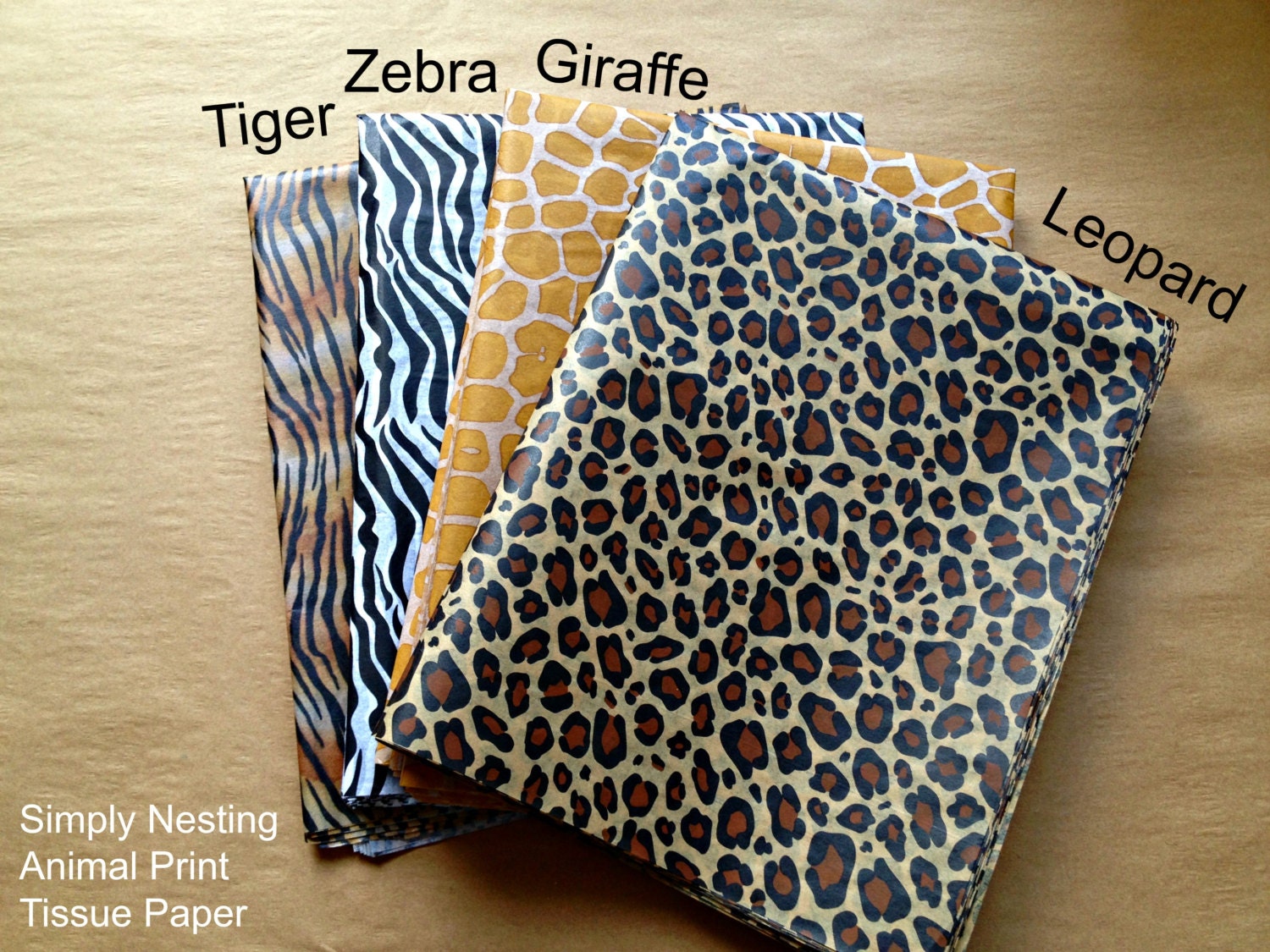 10 sheets Animal Print Tissue Paper Sheets Tiger Zebra