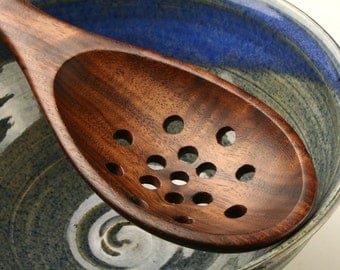 wooden spoon colander spoon strainer spoon kitchen utensil of Black Walnut
