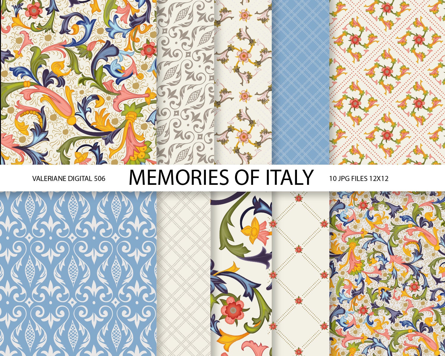 Classic Italian Digital paper scrapbook paper 10 jpg 12x12