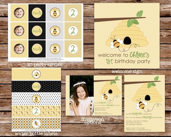 Printable Bumble Bee Birthday Party Package Il_570xn