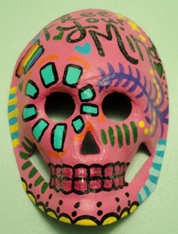 Items similar to Sugar Skull Paper Mache Mask Wall Art on Etsy
