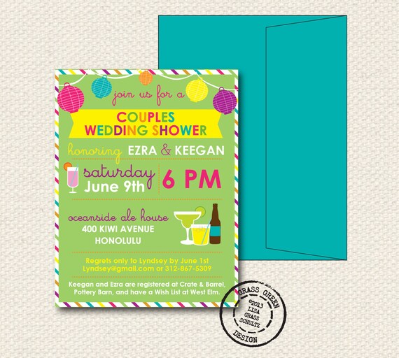 Items Similar To Couples Shower Invitation 15 Custom Invitations With Envelopes On Etsy 