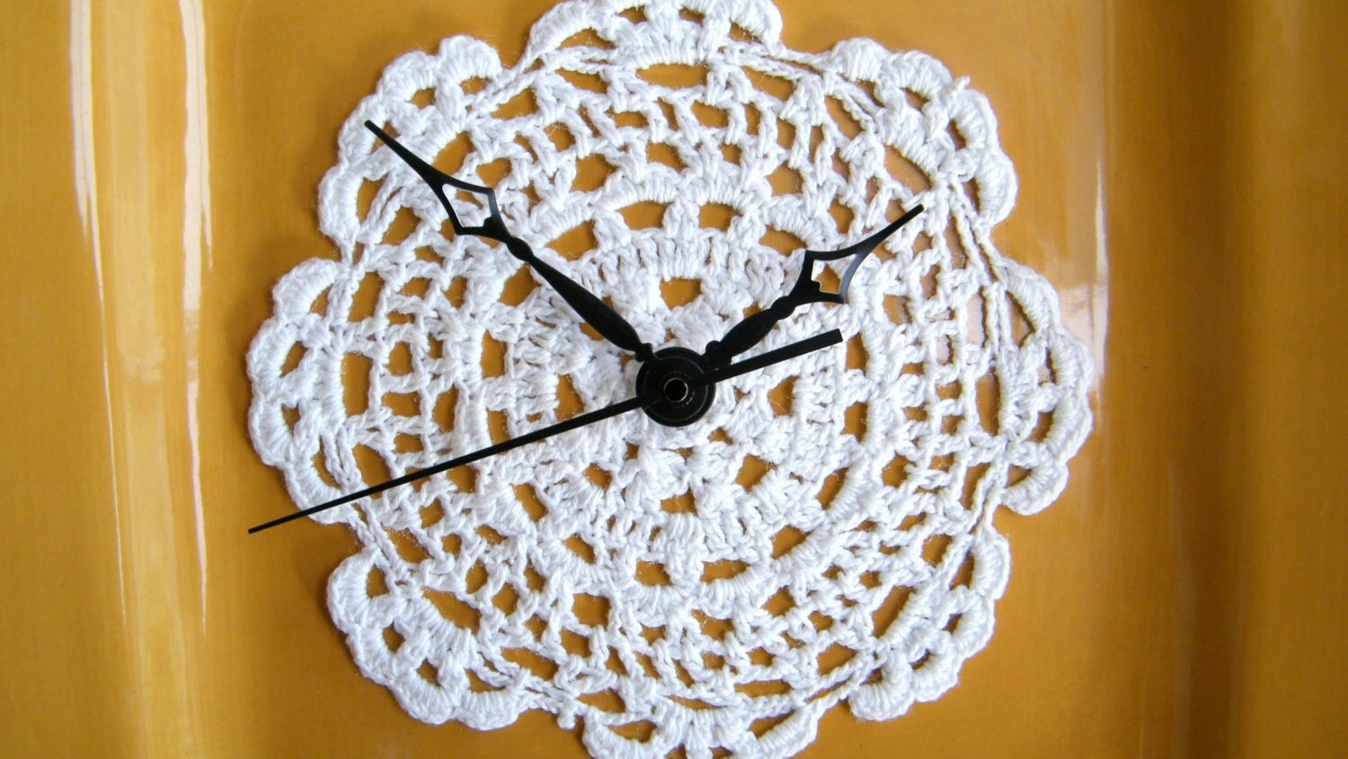 Mustard Gold Country Kitchen Wall Clock Upcycled by IsItNoonYet