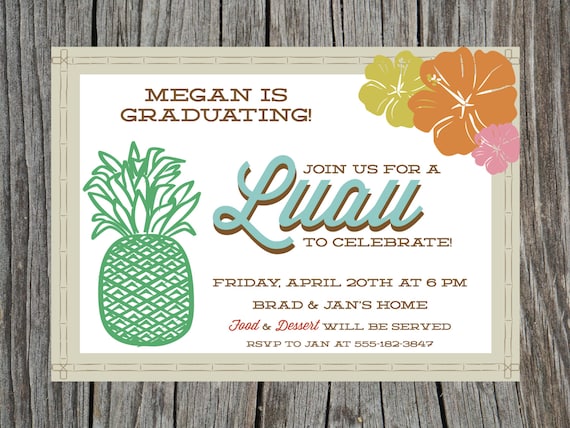 Items similar to 2015 Graduation Invitation Luau Tiki Party on Etsy